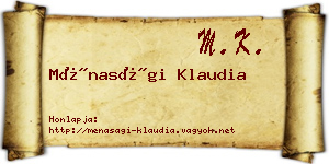 Ménasági Klaudia névjegykártya